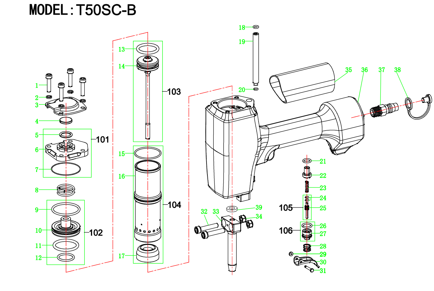 Взрыв-схема T50SC-B